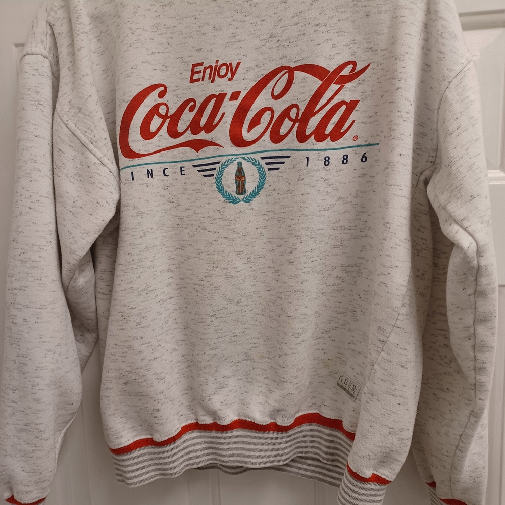 Gear For Sports Men's White Crewneck with Red Logo.with The Coca Cola Logo.